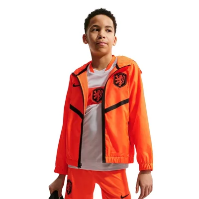 Nike Nederland Anthem Trainingsjack 2026-2028 kids feloranje zwart - KNVB trainingsjack kinderen WK 2026