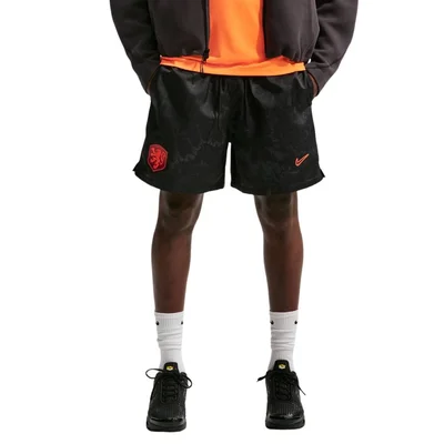 Nike Nederland Club Flow Broekje 2026-2028 heren zwart oranje - KNVB sportshort zomercollectie