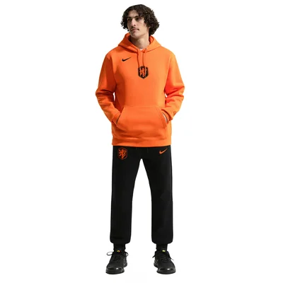 Nike Nederland Club Sportswear Trainingspak Hooded 2026-2028 heren oranje zwart - katoenen trainingspak WK 2026