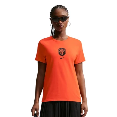 Nike Nederland Crest T-Shirt 2026-2028 dames oranje zwart - KNVB fanshirt voor dames WK 2026