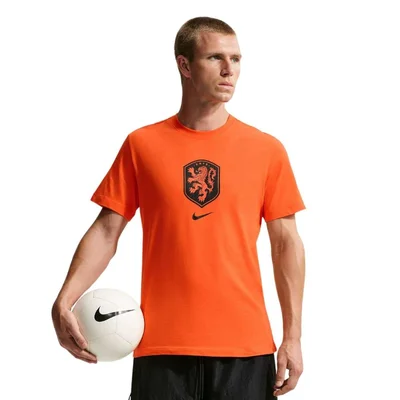 Nike Nederland Crest T-Shirt 2026-2028 heren oranje zwart - KNVB WK fanshirt via Voetbalshop
