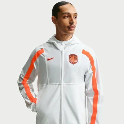 Nike Nederland Energy Trainingsjack 2026-2028 heren wit oranje zwart - KNVB geweven voetbaljack WK 2026