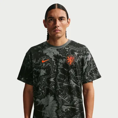 Nederland Nike Football T-shirt heren grijs katoen met KNVB-embleem - WK 2026 fanshirt