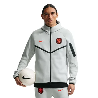 Nike Nederland Tech Fleece Vest 2026-2028 heren lichtgrijs zwart feloranje - KNVB trainingsjas WK collectie