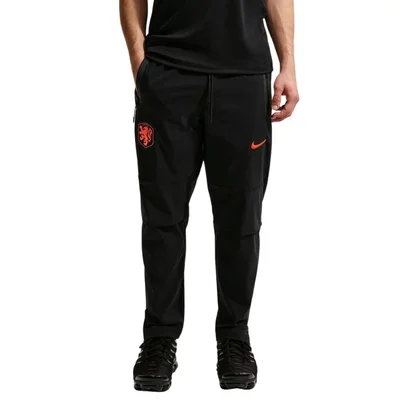 Nike Nederland Tech Woven Trainingsbroek 2026-2028 heren zwart oranje - KNVB geweven trainingsbroek WK 2026