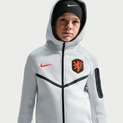 Nederland Tech Fleece hoodie jongens grijs 2026 - KNVB trainingskleding kids WK